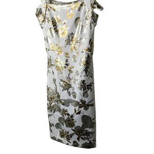 Boston Proper Gold and Green Floral Mini Dress